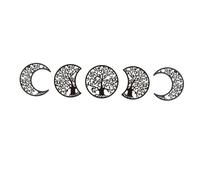 SMASOLO Bohemian Style Wooden Moon Phase Wall Decor Creative DIY Hanging Art for Bedroom Living Decorative Tree of Life Ornament for Smooth Surfaces