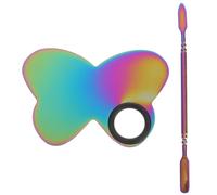 SMASOLO Butterfly-shaped Makeup Mixing Tray and Foundation Palette with Spatula for Nail Art and Cosmetic Blending, Compact Cosmetic Plate Set for Professional Beauty Use