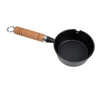 SMASOLO Cast Iron Mini Melting Pot with Wooden Handle Small Heating Pan for Butter Oil Chocolate Candy Cheese Compact Kitchen Accessory for Home Bakery Restaurant Use