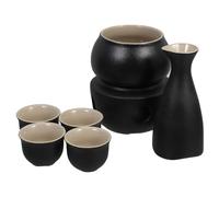 SMASOLO Ceramic Japanese Sake Serving with Porcelain Cups and Traditional Warmer Stable Heating Base for Hot Sake Elegant Drinkware for Tea Wine and Cold Beverages Classic Decorative