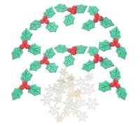 SMASOLO Christmas Artificial Holly Berries and White Snowflake Confetti Set for DIY Craft Supplies, Holiday Wreath Decorations and Scrapbook Embellishments