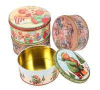 SMASOLO Christmas Tinplate Candy Box Set 4pcs with Holiday Bear Design, Xmas Candy Packaging, Party Favors Holder for Festive Treat Storage