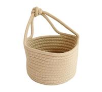 SMASOLO Cotton Rope Hanging Storage Basket Khaki Woven Stuff and Sundries Organizer Home Accessories Container for Small Item Storage