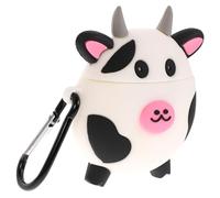 SMASOLO Cow Shape Silicone Earbuds Case Cover for Cute Protective Box with Hanging Iron and Soft Silicone Material Portable Cartoon Cow Design for Easy Carrying Random Color