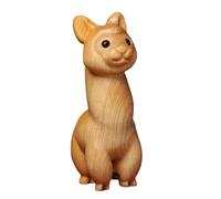 SMASOLO Cute Wooden Alpaca Statue Decorative Animal Figurine Compact Wood Carving Ornament for Desk Shelf Nightstand Versatile Playful Home Decor Craft