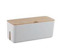 SMASOLO Detachable Cable Storage Box with Bamboo Lid Capacity Cord Organizer Case for Home Office Cable Management Box to Hide Chargers and Power Strips Easy to Clean and Portable
