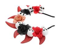 SMASOLO Devil Horns Halloween Headband with Floral Skull Embellishment Eye Catching Halloween Cosplay Hairband for Women Fancy Dress Accessory for Costume Parties and Themed Celebrations