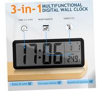 SMASOLO Digital Wall Clock with LED Display Wall Mounted Battery Operated Clock Featuring Automatic Date Synchronization Temperature Display Bright Screen for Living Office Bedroom Decor