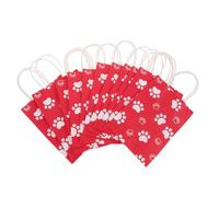 SMASOLO Dog Paw Print Paper Bags 12Pcs Red Medium-Sized Handheld Pouches for Festival and Event Wrapping