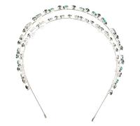 SMASOLO Double Layer Rhinestone Wedding Headband with Green Leaf Accents Elegant Bridal Hair Vine for Women and Comfortable Fashionable Hairband for Special Occasions and Weddings