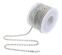 SMASOLO Electroplated Alloy Rhinestone Chain 3mm Ss12 White Ab Color with Silver Base 10m Roll for Wedding Dress DIY Crafts Decorative and Sewing Trim Embellishments