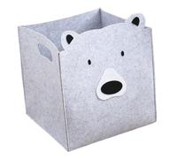 SMASOLO Felt Storage Basket Toy Organizer and Laundry Hamper for Babies, Grey Bear Design, Fabric Clothes Storage Bin with Handles, Nursery and Closet Organizer for Boys and Girls’ Room