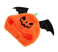 SMASOLO Funny Pumpkin Carnival Hat Soft Plush Performance Prop for Halloween Party Costume Lightweight Cartoon Pumpkin Headpiece with Bat Wings for Adults and Celebration