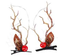 SMASOLO Glowing Elk Antlers Hair Clip Christmas Barrette Battery Operated Warm Light Hairpins for Women Holiday Festival Cosplay Accessories