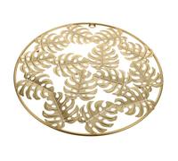 SMASOLO Golden Leaf Round Iron Wall Hanging Ornament Indoor Outdoor Decorative Pendant for Living Hallway Shop Hotel Aesthetic Nature-inspired Wall Art Large Circle Design