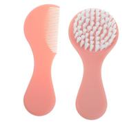 SMASOLO Hair Brush and Comb Set for Newborn Gentle Scalp Care with Dandruff Removal Soft Bristles and Fine Teeth for Healthy Hair Maintenance Adorable Pink Grooming Kit