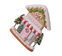 SMASOLO Handcrafted Polymer Clay Christmas House Ornament Handpainted Winter Cottage Figurine with Trees Festive Snow Sculpture Decor for Holiday Table and Village Display