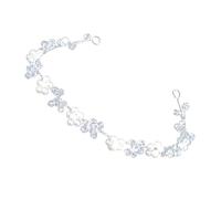 SMASOLO Handmade Pearl Flower Headband Rhinestone Soft Chain Wedding Hair Accessory Bridal Crystal Hair Wreath Suitable for Brides and Photo Shoots