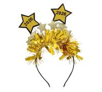 SMASOLO Happy Year Headband Tiara with Festive Star Accents Comfortable and Hair Hoop for Adults Stylish Holiday Party Favor Accessory Golden