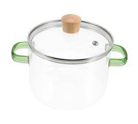 SMASOLO Heat Resistant Glass Stewing Pot with Lid Transparent Borosilicate Cooking Pot for Noodles Soups and Slow Stewing Double Handled Kitchen Cookware Suitable for Gas Stoves