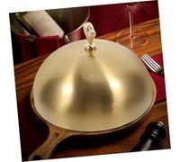 SMASOLO Heavy Duty Stainless Steel Steak Cover Golden Protective Food Hood for Bbq Western Food Picnics and Parties Non Magnetic Iron Plate Dome for Freshness and Flavor Preservation