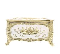 SMASOLO High-end Abs Tissue Holder with Rose Pattern, Small Gold-White Napkin Box for Household Desktop, Multipurpose Paper Towel Container Suitable for Car and Bathroom Use