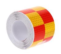 SMASOLO High Visibility Reflective Tape Yellow-Red Checkered Safety Warning Tape for Vehicles Waterproof Reflective Stickers for Night Use 1 Roll