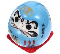 SMASOLO Japanese Ceramic Darma Figurine Decor Mini Wealth Statue for Car Interior and Home Table Ornament with Intricate Design and Vibrant Blue Color Compact Lucky Dashboard Accessory