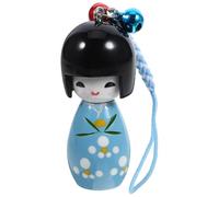 SMASOLO Japanese Kimono Doll Pendant Keychain for Handbag Schoolbag, Medium Blue Wooden Puppet Charm, Adorable Japanese Style Phone Bag Accessory for Party Random Color
