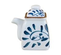 SMASOLO Japanese Style Ceramic Sauce Bottle Soy Sauce Dispenser Vinegar Pot Kitchen Essential for Clean Table and Easy Cooking with Delicate Hand Painted Design