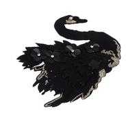 SMASOLO Large Beaded Swan Embroidered Applique Patch Large Flower Design for Clothes Decoration Easy to Sew Craft Accessory with Chic Swan Pattern for Garments and DIY Projects