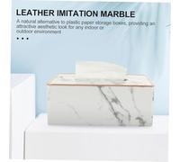 SMASOLO Large Capacity Marbling Design Napkin Box Tissue Case PU Leather Facial Tissue Holder with Smooth Finish for Living Table Practical Home Paper Storage Box