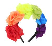 SMASOLO Lgbt Rainbow Floral Headband Lightweight Cloth Flower Crown for Women Headdress Party Parade Pride Month Cosplay Outdoor Festival Accessory