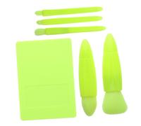 SMASOLO Mini Travel Makeup Brush Set 5 Pieces Compact Face Blush Eyeshadow Brushes Portable Cosmetic Applicator with Fluorescent Green Mirror Case for Women’s Beauty On-the-go