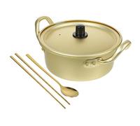 SMASOLO Multifunctional Korean Noodle Pot with Non Stick Aluminum Cooking Pot and Gold Chopsticks Deep Ramen Cooker for Home and Restaurant Use