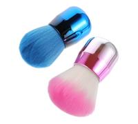 SMASOLO Mushroom Shape Face Powder and Blusher Makeup Brush Set 2pcs Soft Synthetic Bristles for Foundation Application, Compact Portable Cosmetic Tools for Daily Face Makeup in Blue and White Handles