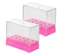 SMASOLO Nail Drill Bit Box Organizer 2pcs 10-hole Rectangular Stand Holder Storage Case for Salon and Home Nail Drill Bit Display