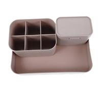 SMASOLO Nail Organizer Box Set 3pcs Soft Pink Grey Desktop Storage Tray Pen Holder Multifunctional Manicure Tools Holder for Home Office Desk Supplies
