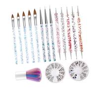 SMASOLO Nail Painting Pen and Manicure Brush Set 6pcs Dual-ended Crystal Drawing Dotting Tools Dust Cleaning Brush for Diy Nail Art and Salon Use