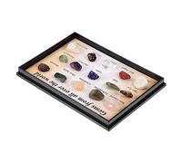 SMASOLO Natural Mineral Stone Ornament with Irregular Polished Crystals for Desktop Decoration and Collection Unique Colorful Adornments with Storage Box Geology Teaching Materials and