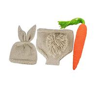 SMASOLO Newborn Crochet Outfit Knitted Bunny Hat Pants with Carrot Prop for Photography Months Soft Shower and Birthday Photo Shoot Clothes