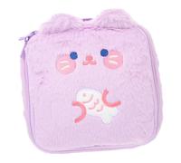 SMASOLO Outdoor Multi Function Period Bag with Zipper Stylish Cartoon Cosmetic Pouch for Large Capacity Sanitary Napkin and Coin Storage for Travel and Daily Use Purple