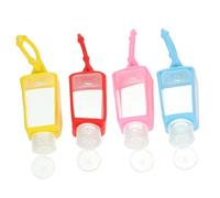 SMASOLO Plastic Liquid Containers 4pcs Portable Bottles with Leak-proof Silicone Sleeve 30ml for Travel and Outdoor Use with Hook Random Color