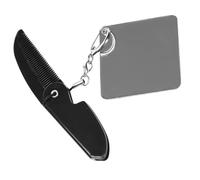 SMASOLO Portable Foldable Beard Comb with Small Square Mirror Keychain Fine Tooth Pocket Comb for Men Lightweight Travel Folding Grooming Tool Multipurpose and Sturdy Design