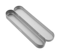 SMASOLO Portable Iron Pencil Case and Lash Tweezer Organizer, Single Pen Storage Box with Hinged Lid, Matte Silver Multi-Function Vanity Accessory for Travel and Daily Use