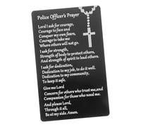 SMASOLO Portable Metal Police Prayer Wallet Insert Card Decorative Lightweight for Policemen Graduation and Birthday Present Black Compact Keepsake to Show Gratitude and Honor Commitment