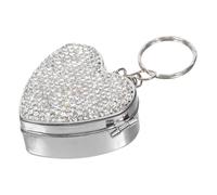 SMASOLO Portable Stainless Steel Mini Pill Organizer with Rhinestone Heart Design Moisture-Resistant Medicine Case for Travel and Home Multi-Compartment Vitamin Holder for Pocket Purse Use