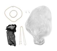 SMASOLO Realistic Grey Old Lady Wig Set for Women Grandma Costume with Earrings Necklace Bracelet Glasses Chain Soft Fibers for Authentic Elderly Hairstyle for Halloween Cosplay and Group