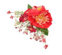 SMASOLO Red Artificial Flower Hair Comb Bridal Clips Floral Side Combs Slides Barrettes for Bridesmaids Wedding Hair Accessories Women Elegant Headpieces for Special Events