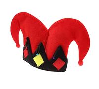 SMASOLO Red Two Point Cosplay Clown Hat Lightweight Plush Party Performance Headpiece for Carnival Stage Shows and Costume Accessories